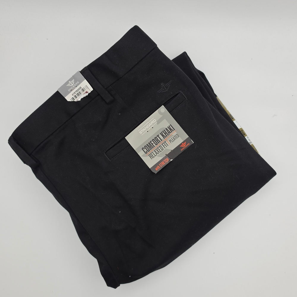 Dockers Comfort Khaki Chino Pants Mens 40x30 Black Relaxed Fit Stretch NEW
